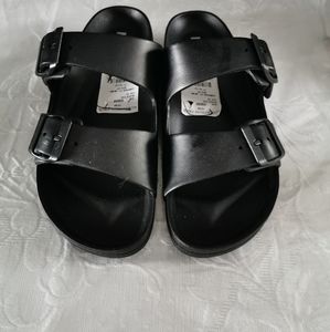 MIA Black Soft Plastic Slide Sandals Size 9/10